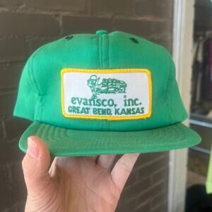 Vintage 80s Evansco green snapback trucker hat MADE IN USA